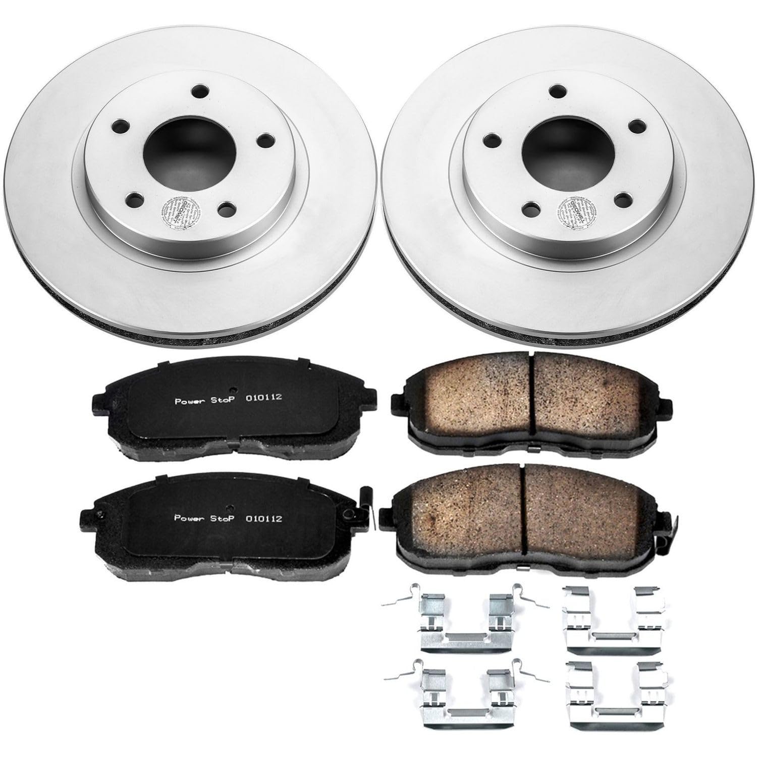 Coated Brake Rotor and Ceramic Brake Pads Power Stop CRK2280- Front For INFINITI I30 2000-2001 [Model Specific]