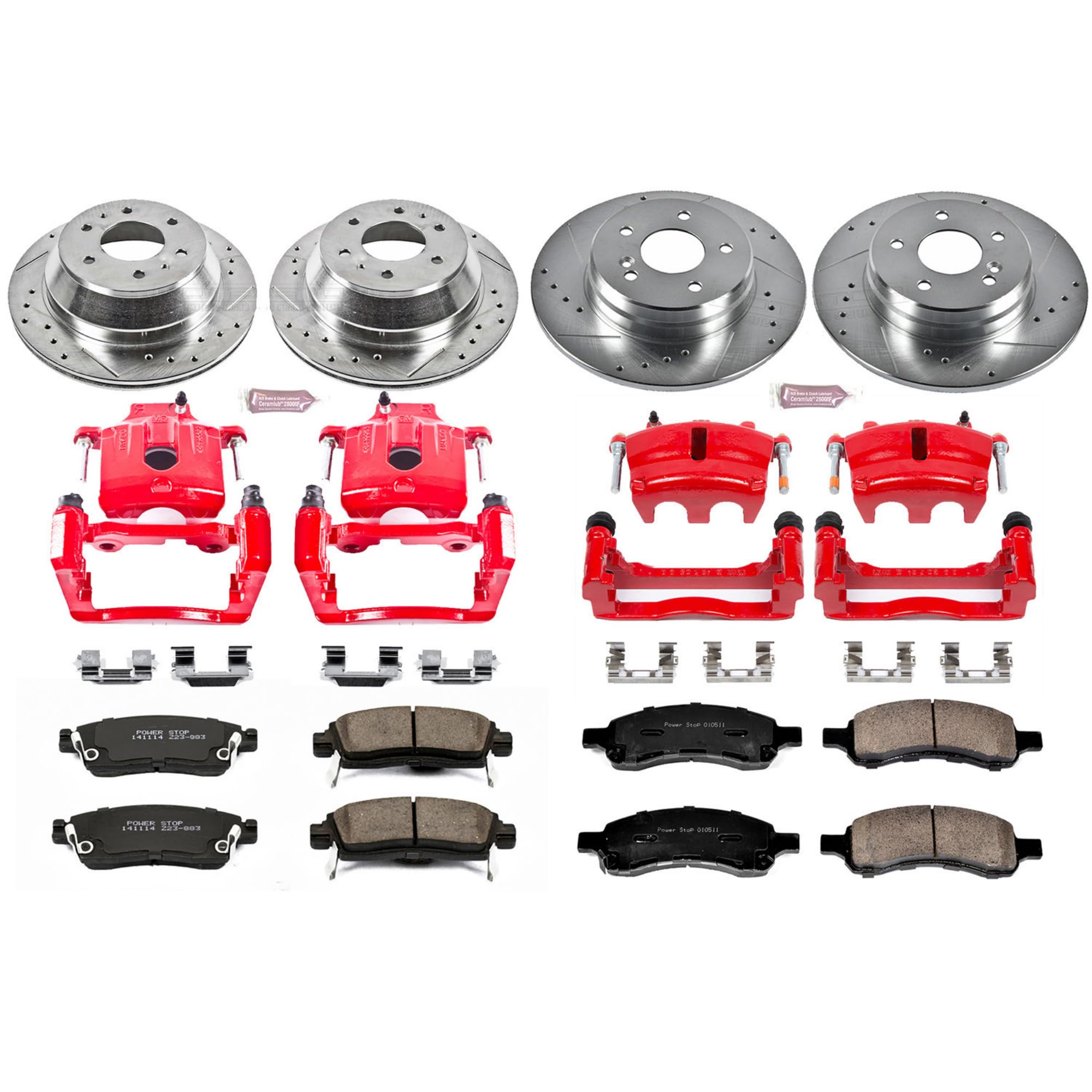 Z23 Evolution Sport Brake Kit Power Stop (KC2085B) with Calipers, Front and Rear For Buick Rainier, Chevrolet Trailblazer, GMC Envoy, Isuzu Ascender [Model Specific]