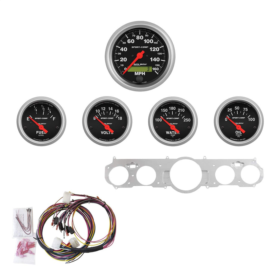 Gauge Kit AutoMeter 7035-SC, 5 Pc, Mustang 65-66, Mph/Fuel/Oilp/Wtmp/Bat, Sc