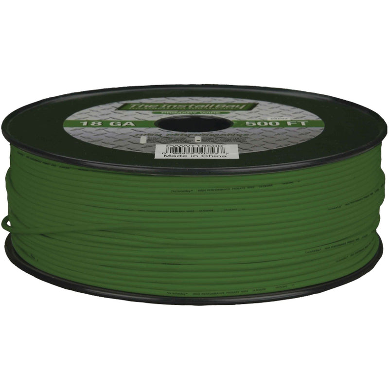 Install Bay 18 Gauge Primary Wire - Green (500 Feet)
