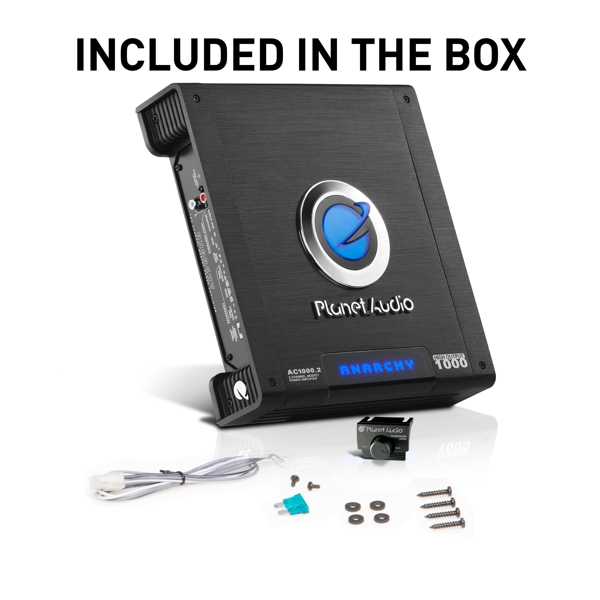 Planet Audio 2 Channel AC1000.2 Car Amplifier - 1000 Watts, Full Range, Class A/B, 2-4 Ohm Stable, Mosfet Power Supply, Bridgeable
