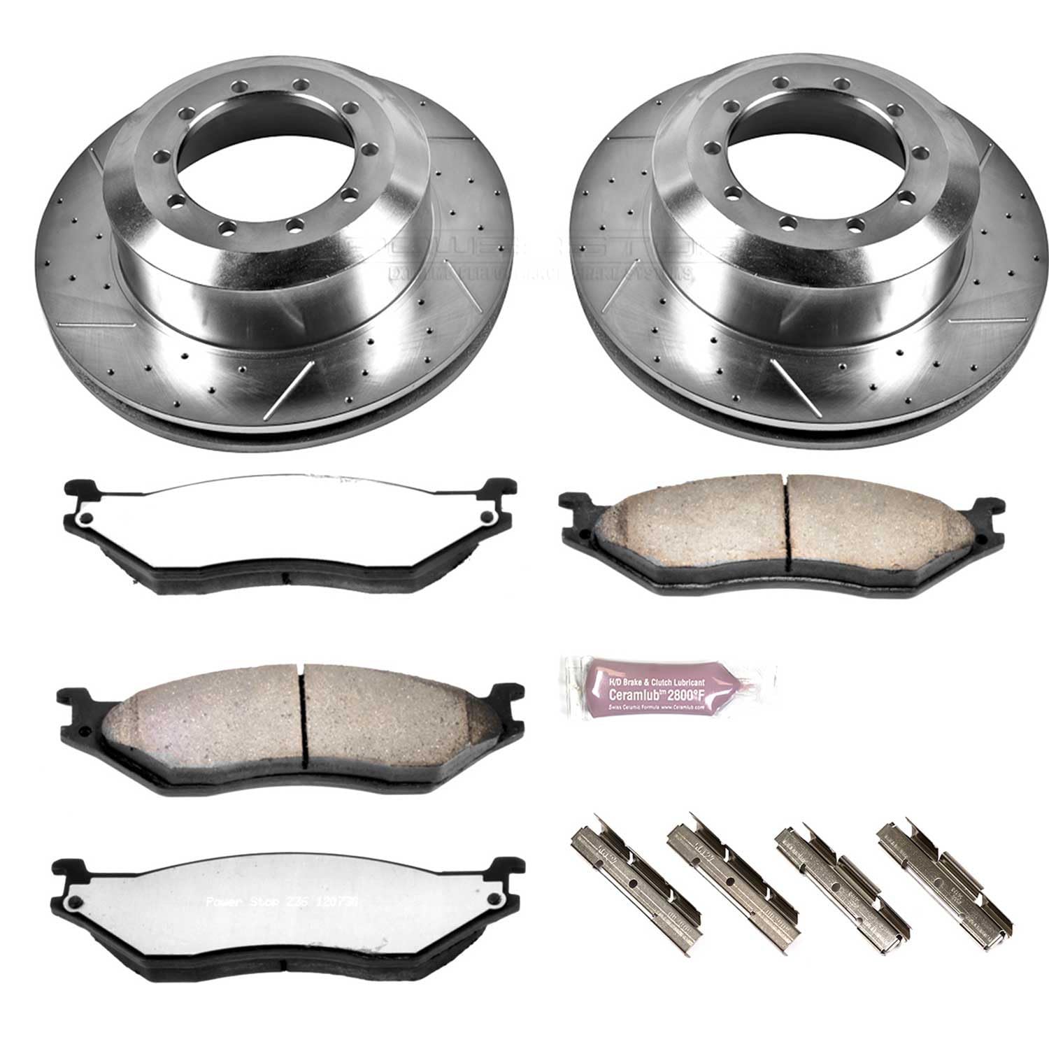 Power Stop Z36 Truck & Tow Brake Kit K5184-36 Front OR Rear, Carbon Fiber Ceramic Brake Pads and Drilled/Slotted Brake Rotors