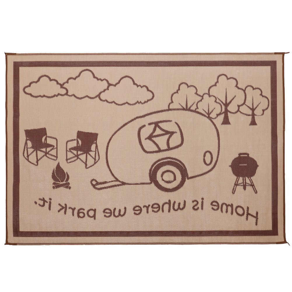 Ming's Mark Stylish RH8117 Reversible RV Home Mat - 8' x 11', Brown/Beige
