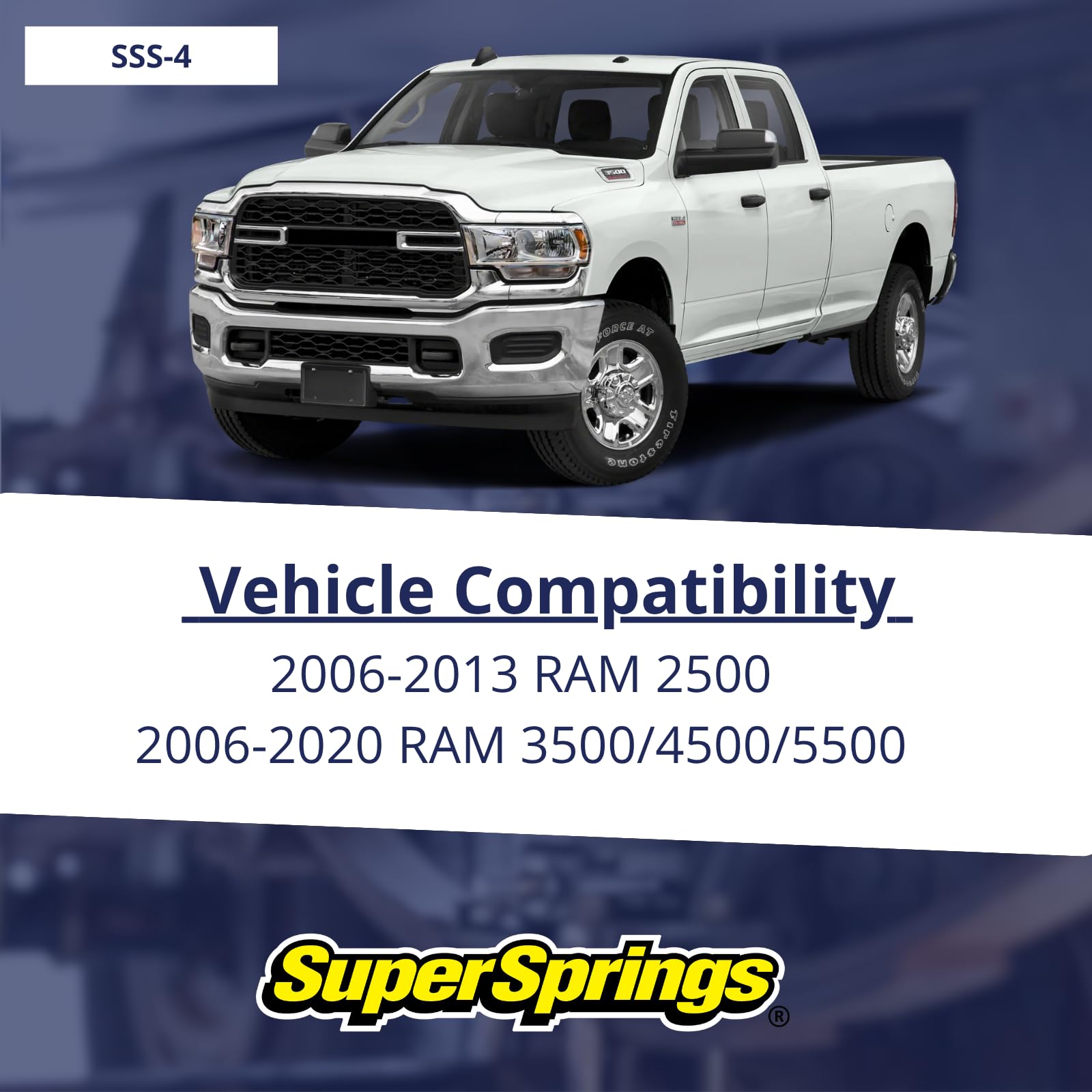 SuperSprings SSS-4 SuperSway-Stops 2006-2013 Ram 2500 & fits 2006-2020 Ram 3500 4500 5500 | Reduces and Stabilizes Sway | Maintenance-Free Suspension | Decreases Vibration