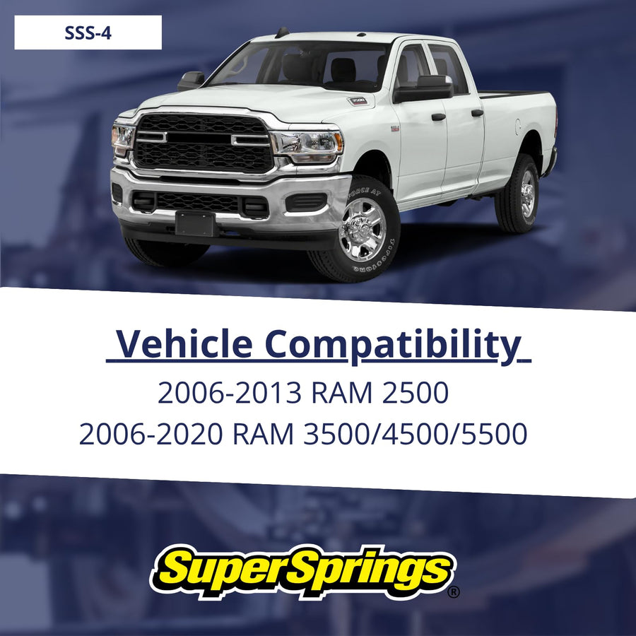 SuperSprings SSS-4 SuperSway-Stops 2006-2013 Ram 2500 & fits 2006-2020 Ram 3500 4500 5500 | Reduces and Stabilizes Sway | Maintenance-Free Suspension | Decreases Vibration