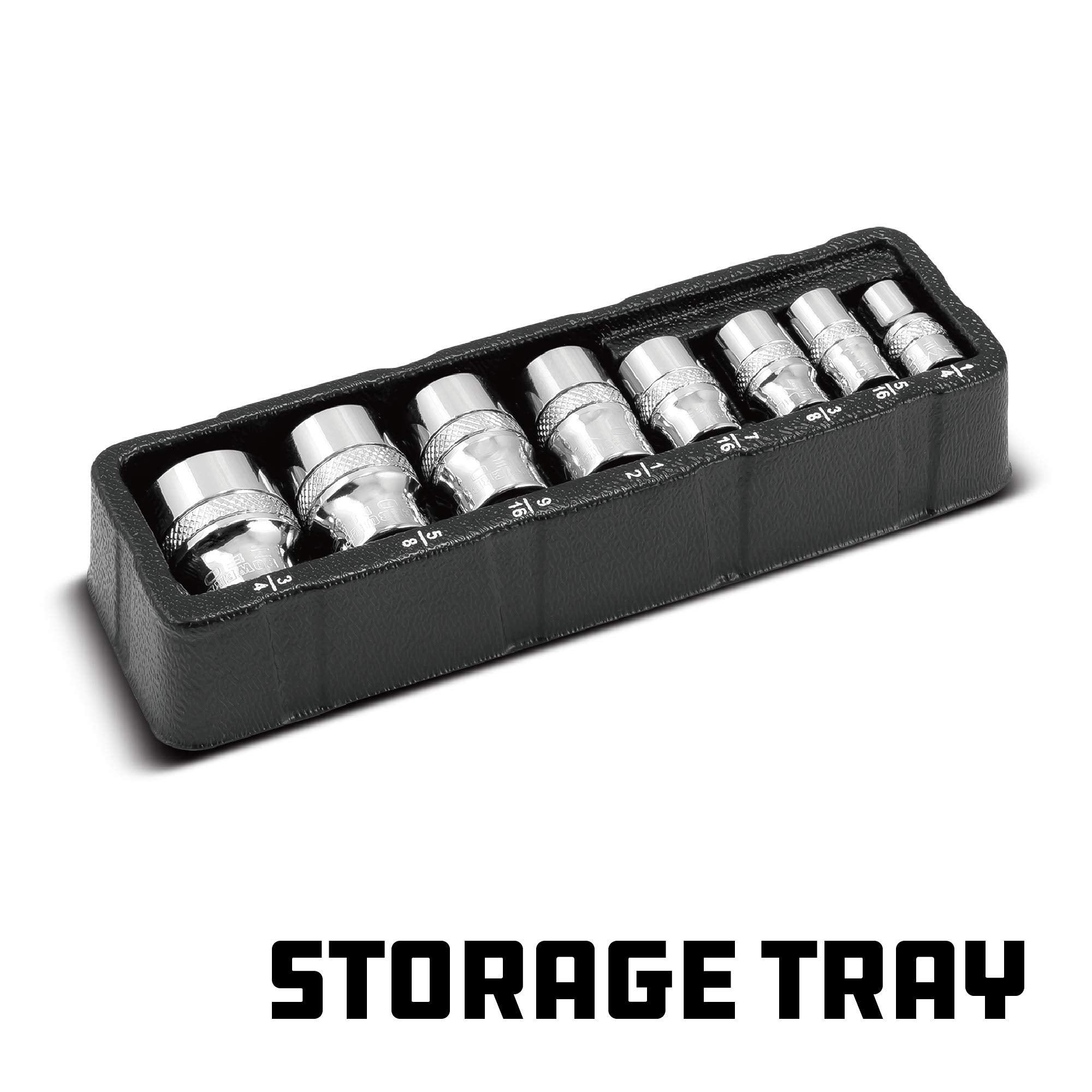 Powerbuilt 941323 Zeon 8 Piece SAE Socket Set - with use for Standard, Rusted, Rounded Bolts and Nuts, Size from 1/4" to 3/4"