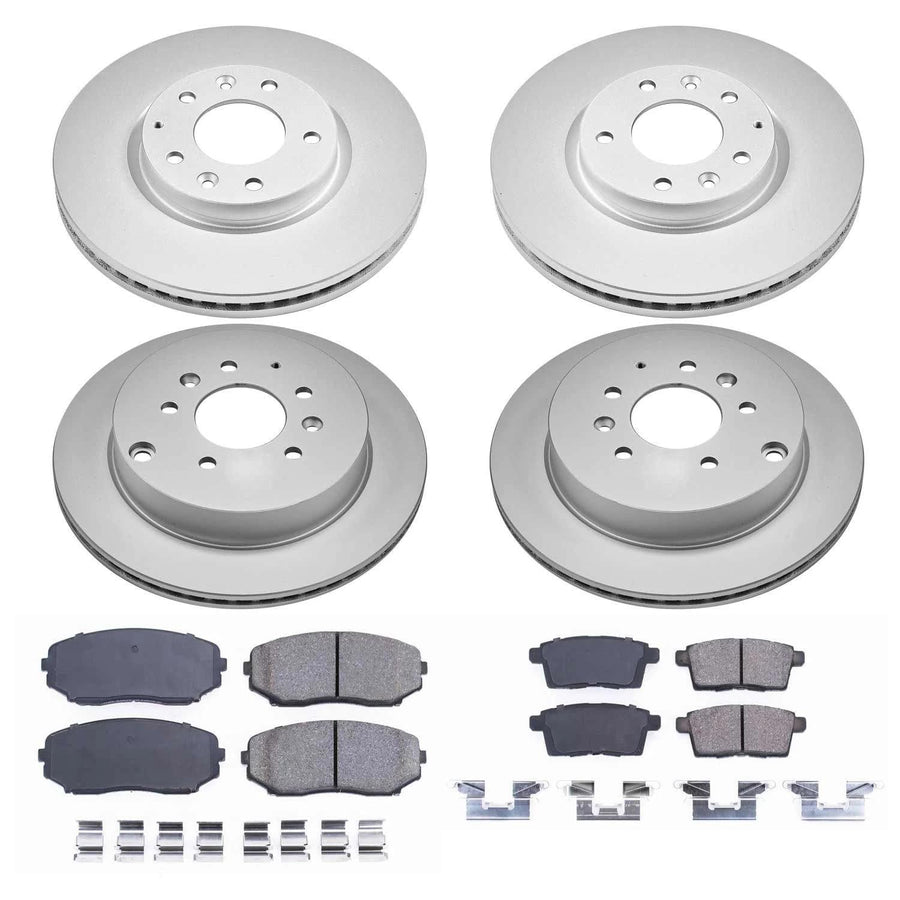 Power Stop CRK5829 Brake Rotor & Coated Ceramic Brake Pads- front & rear For Mazda CX-7 2007-2012 [Model Specific]