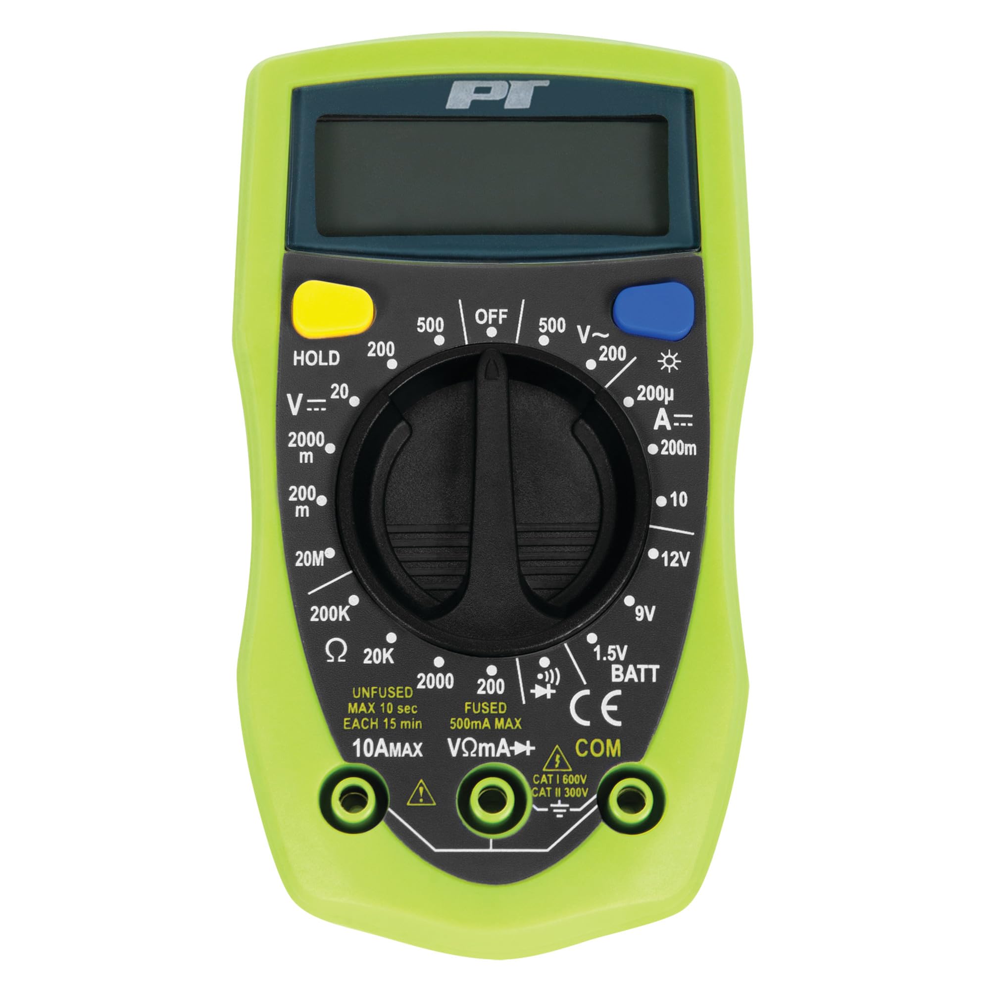 Digital Performance Tool W2969 Compact Multimeters, Electronic Amp Volt Ohm Voltage Meter/Multimeter with Diode and Continuity Tester, Backlight LCD Display (Green)