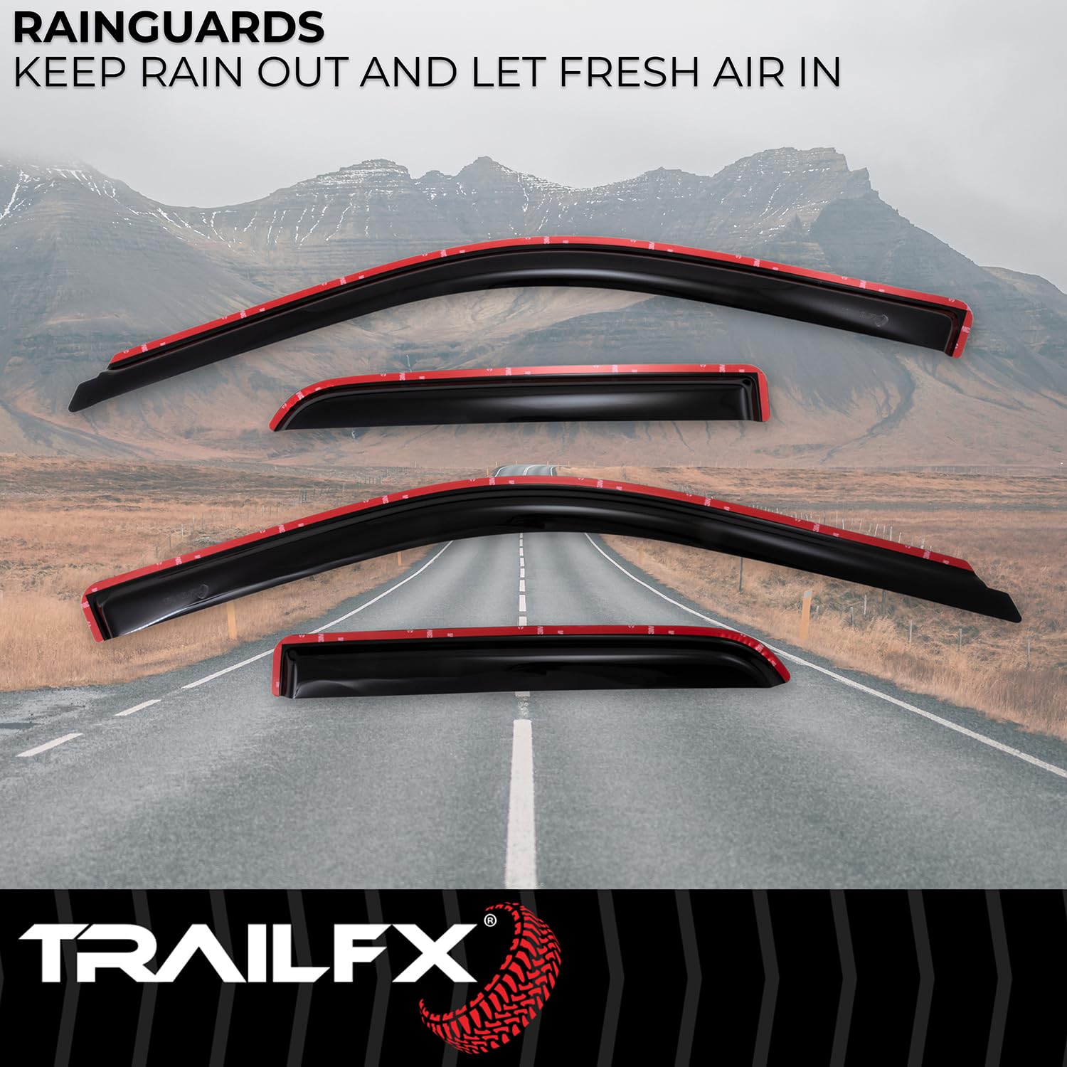 TrailFX Window Rainguards 2009-2018 Dodge Ram 1500 Fits Low Profile in-Channel Smoke Window Vents Acrylic Rainguards Snap-in Installation Set of 4 Covers TrailFX 4101IC