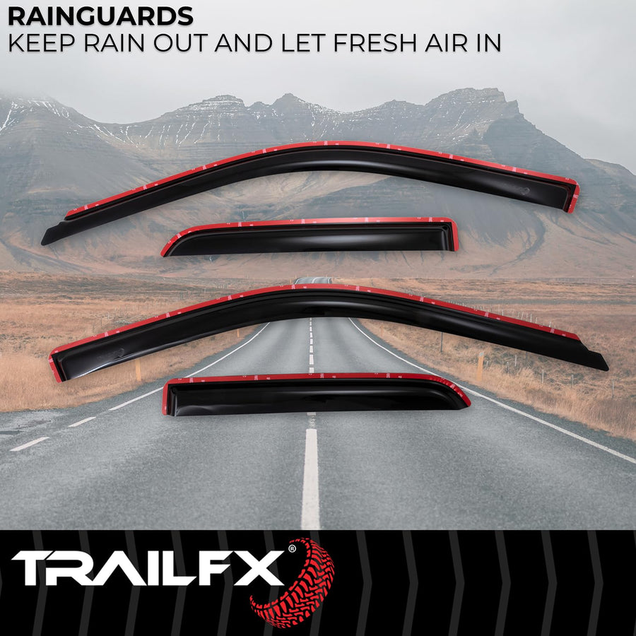 TrailFX Window Rainguards 2009-2018 Dodge Ram 1500 Fits Low Profile in-Channel Smoke Window Vents Acrylic Rainguards Snap-in Installation Set of 4 Covers TrailFX 4101IC