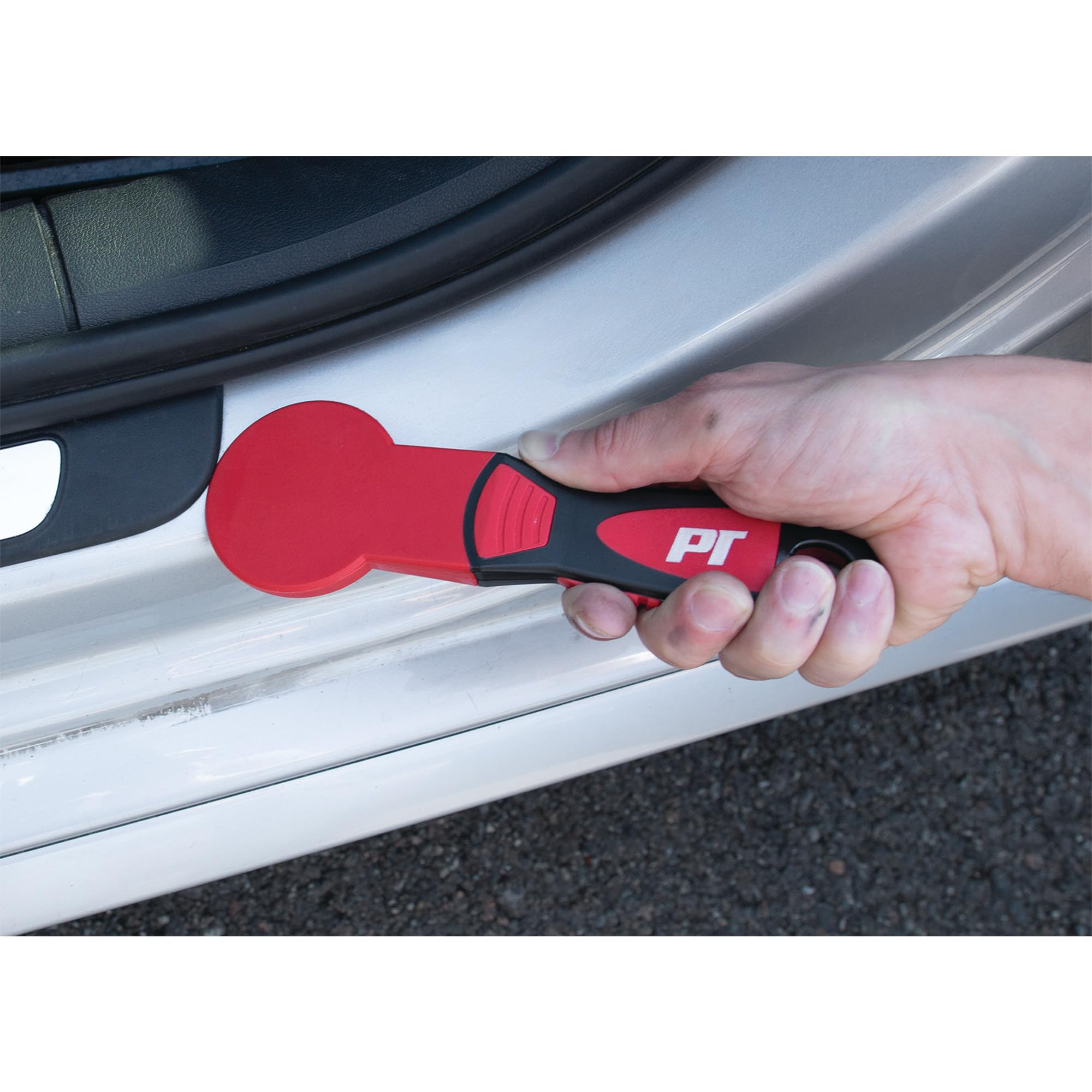 4-Piece Performance Tool W83301 Universal Trim Removal Tool Set, 4 Wedges, PVC and Nylon, for Safely Removing Door Panels, Dashboards, Bezels, and More, Red and Black
