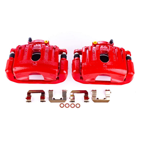 Power Stop Pair of High-Temp Red Powder Coated Front Calipers For Hyundai Genesis 2009-2011 [Model Specific]