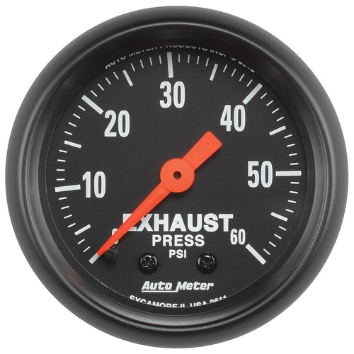 Auto Meter Z-Series (2611 2-1/16" 0-60 PSI Mechanical Exhaust Pressure Gauge