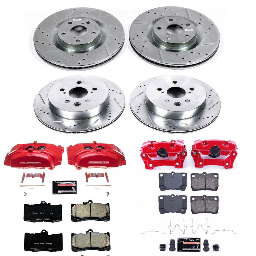 Power Stop Z23 Brake Caliper Kit-Drilled/Slotted Brake Rotor, Front and Rear Brake Pads & Calipers KC6356