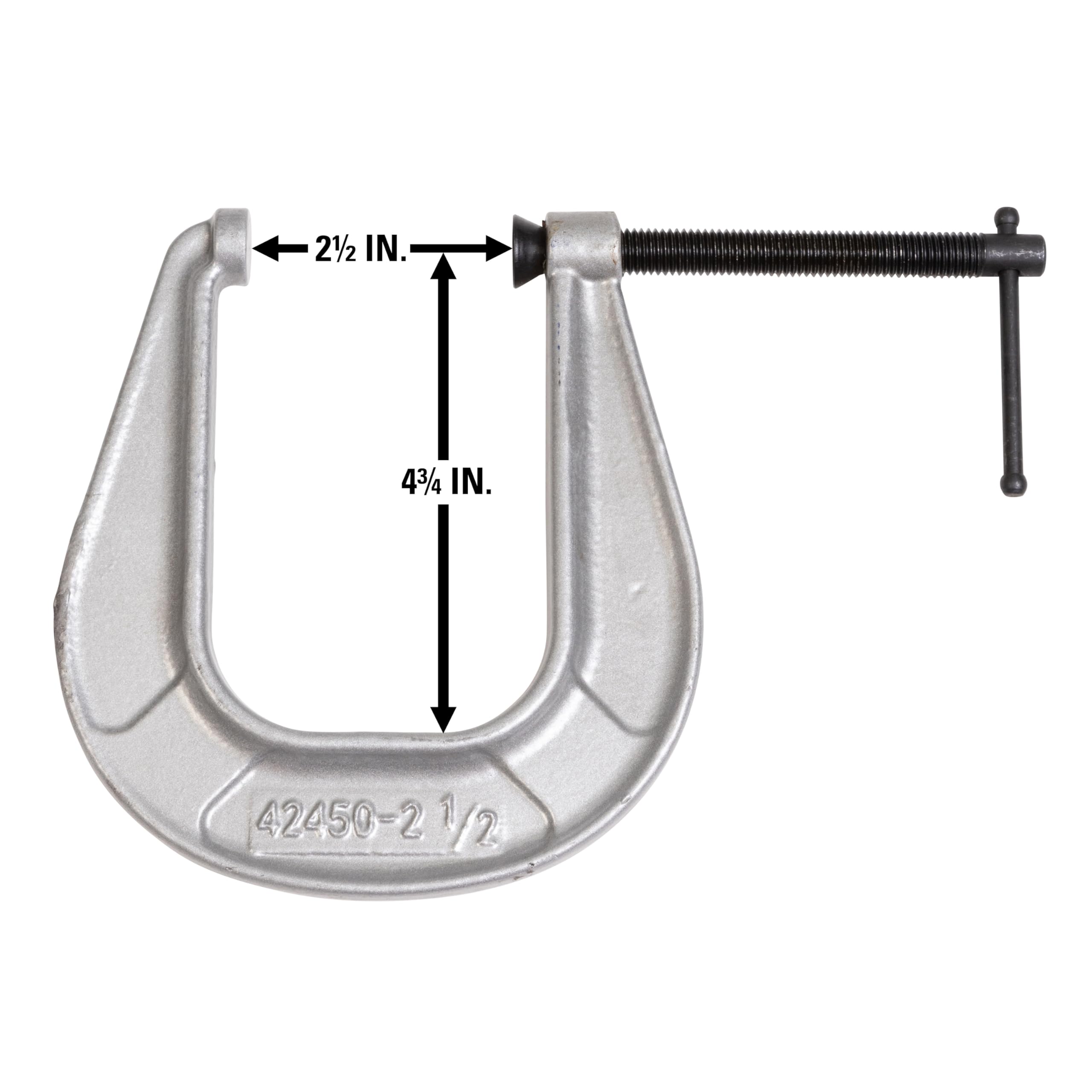 Wilton C-Clamp Xtra-Deep Reach, 2-1/2" Opening, 4-3/4" Throat, 1600 Lbs. Clamping Force (Model 245)