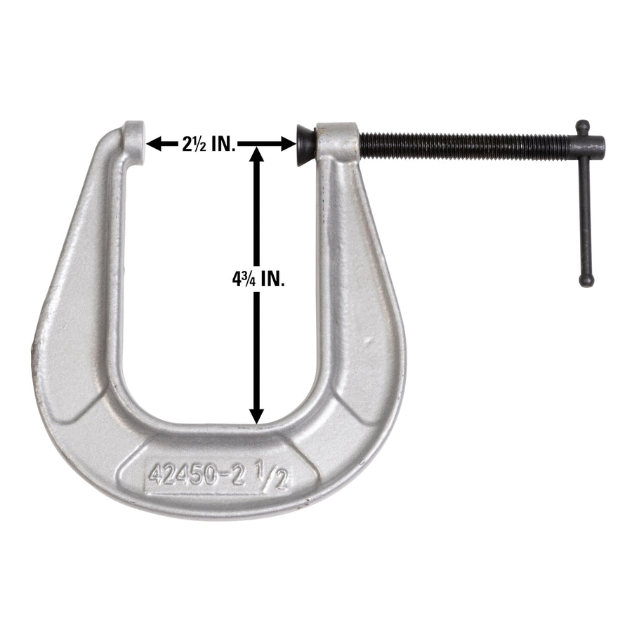 Wilton C-Clamp Xtra-Deep Reach, 2-1/2" Opening, 4-3/4" Throat, 1600 Lbs. Clamping Force (Model 245)