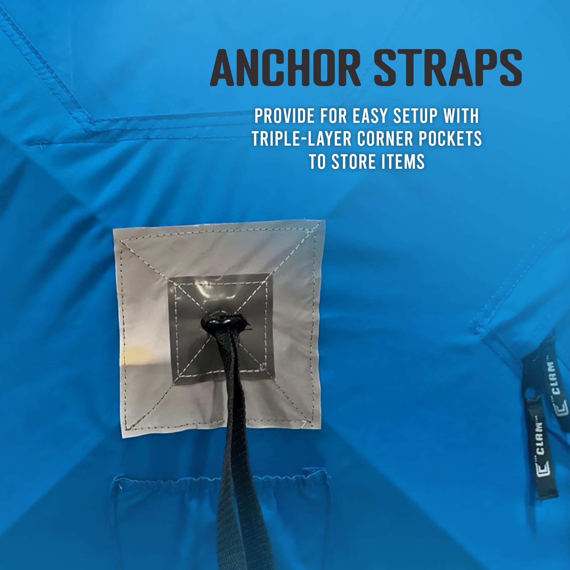 Clam C-720 Portable 2-6 Person 6 x 12 Foot Pop-Up Ice Fishing Angler Double Thermal Hub Shelter Tent with Anchors, Tie Ropes, and Carrying Bag