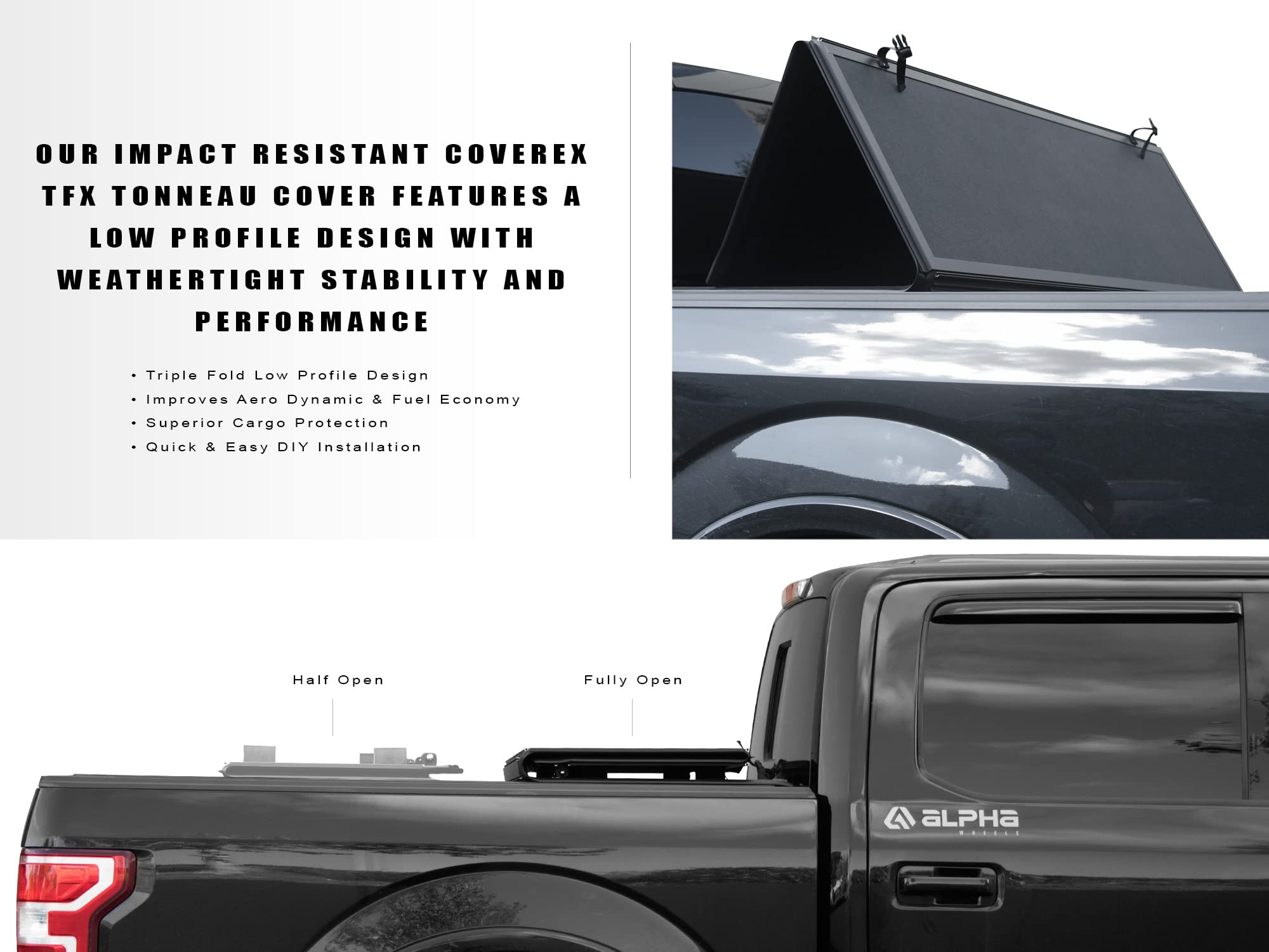 CoveRex TFX Series Armordillo USA Low Profile Hard Tri-Fold Truck Bed Tonneau Cover Fits 1997-2004 Dodge Dakota 6.5 Ft (78") Bed