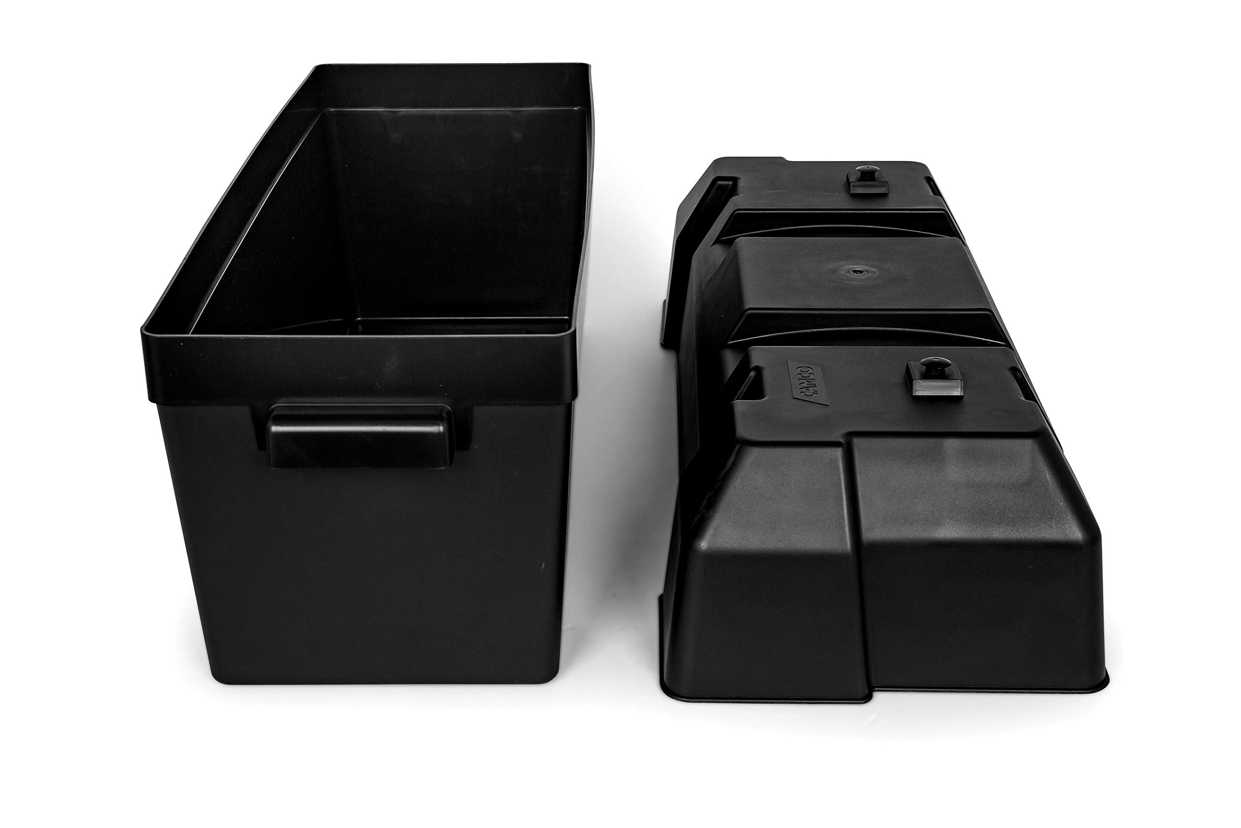 Heavy Duty Camco Double Battery Box with Straps and Hardware - Group GC2 | Safely Stores RV, Automotive, and Marine Batteries | Measures Inside 21-1/2" x 7-3/8" x 11-3/16" | (55374)
