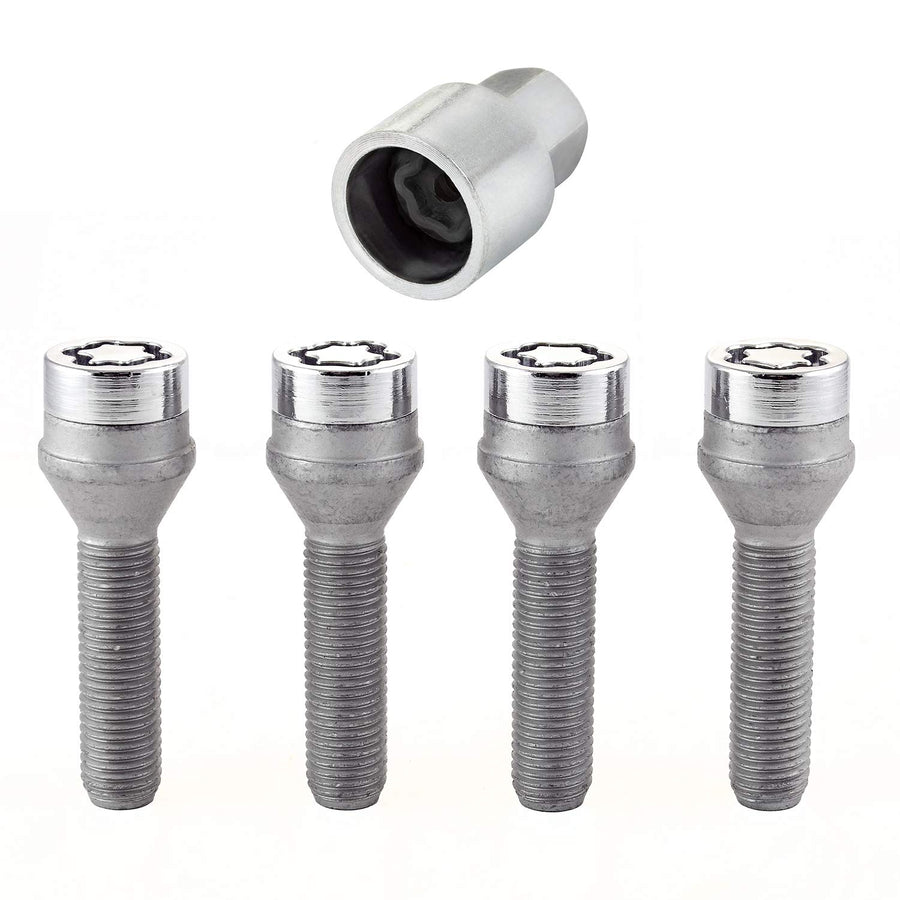 Chrome Bolt Style McGard Cone Seat Wheel Locks (M12 x 1.5 Thread Size) - Set of 4