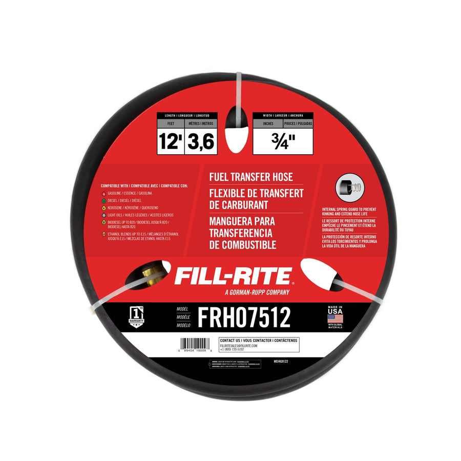 FRH07512 Fill-Rite 3/4" x 12' Fuel Transfer Hose