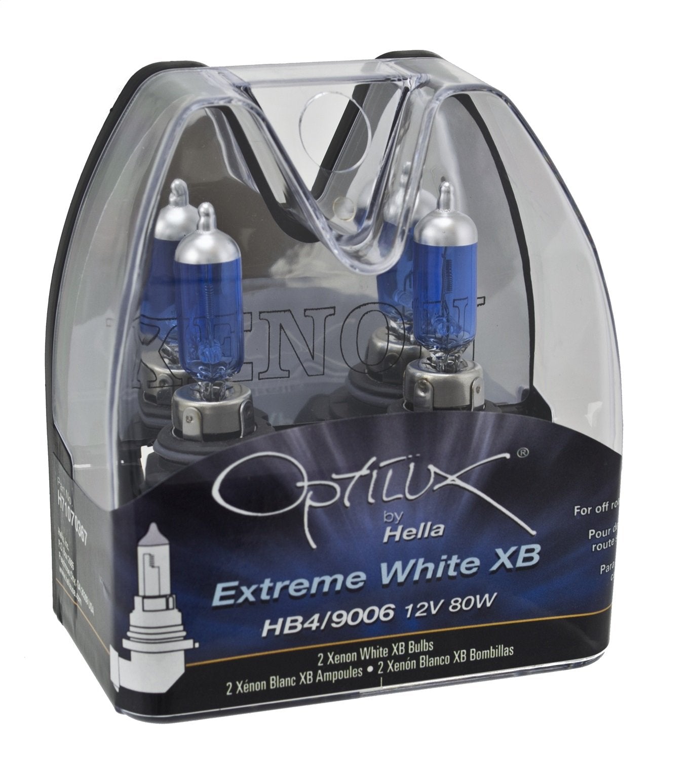 Hella H71070367 HB1 HB4 Optilux XB Series 9006 Xenon White Halogen Bulbs, 12V, 80W, 2 Pack