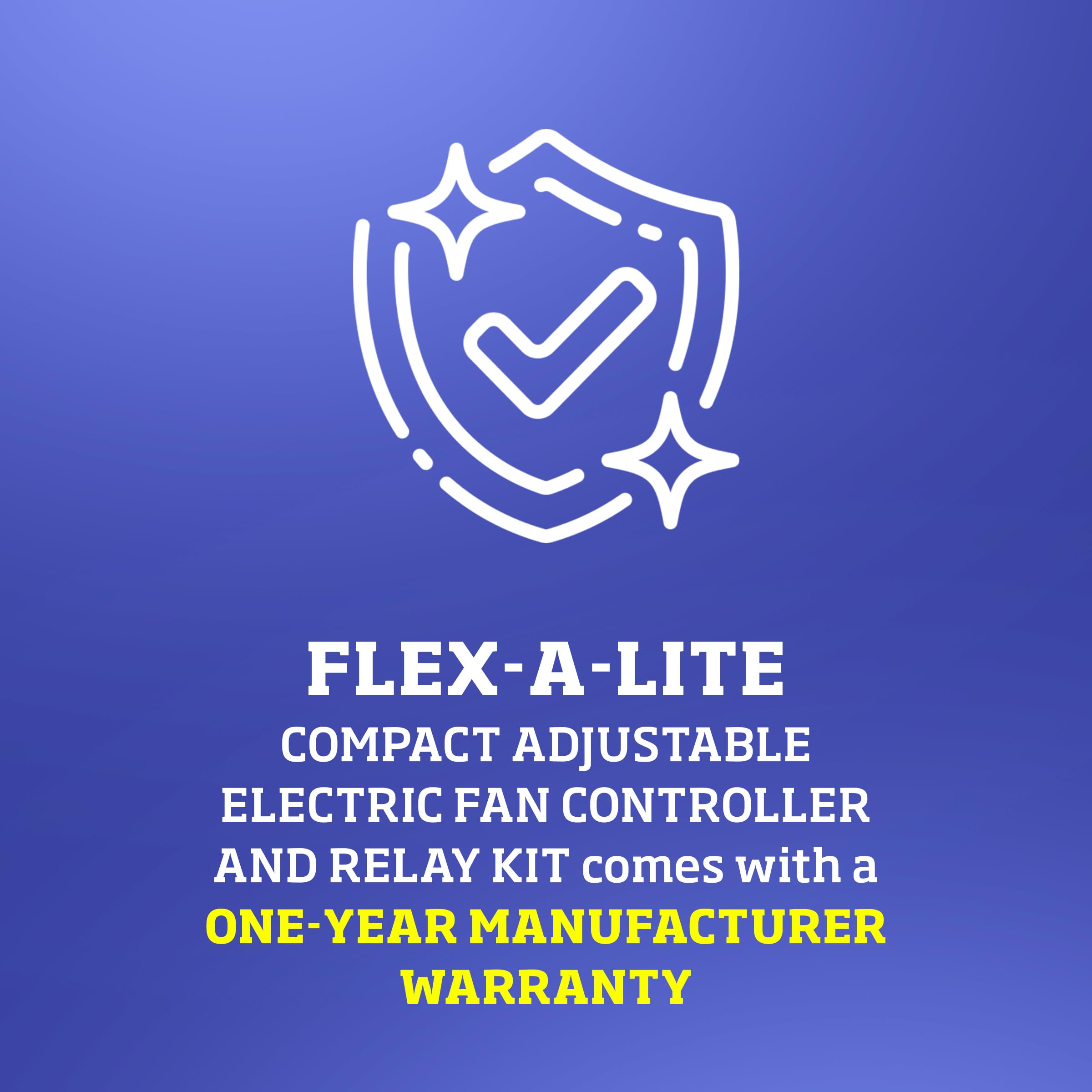 Compact Flex-A-Lite Adjustable Electric Fan Controller and Relay Kit with Thread-in Temperature Probe, Fan Controller (33095), Car Parts, Black