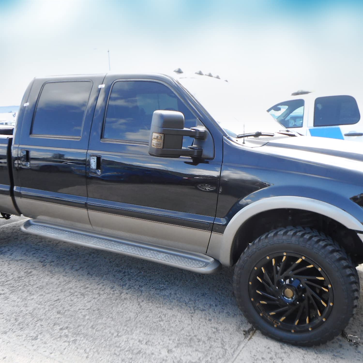 Manual Towing Mirrors SPEC-D TUNING Smoke Turn Signal Lamps Compatible with Ford F250 Super Duty 2003-2015