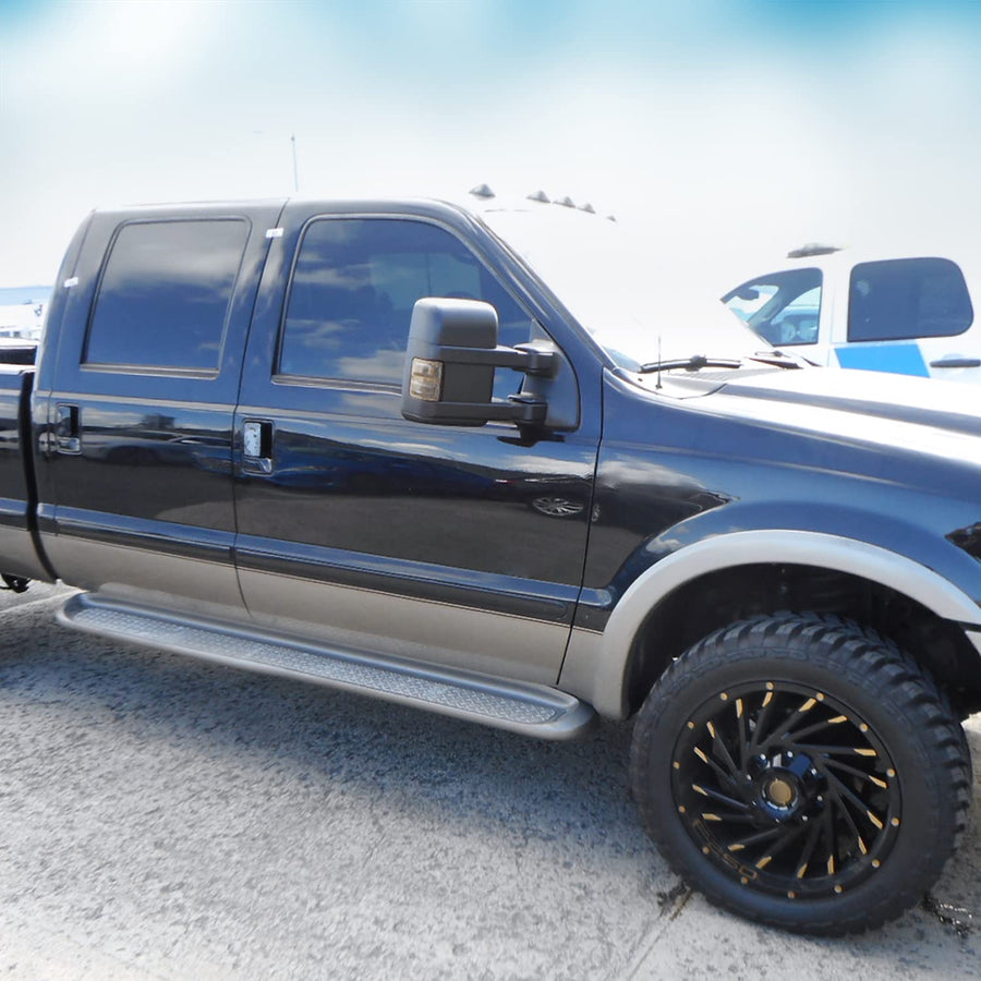 Manual Towing Mirrors SPEC-D TUNING Smoke Turn Signal Lamps Compatible with Ford F250 Super Duty 2003-2015
