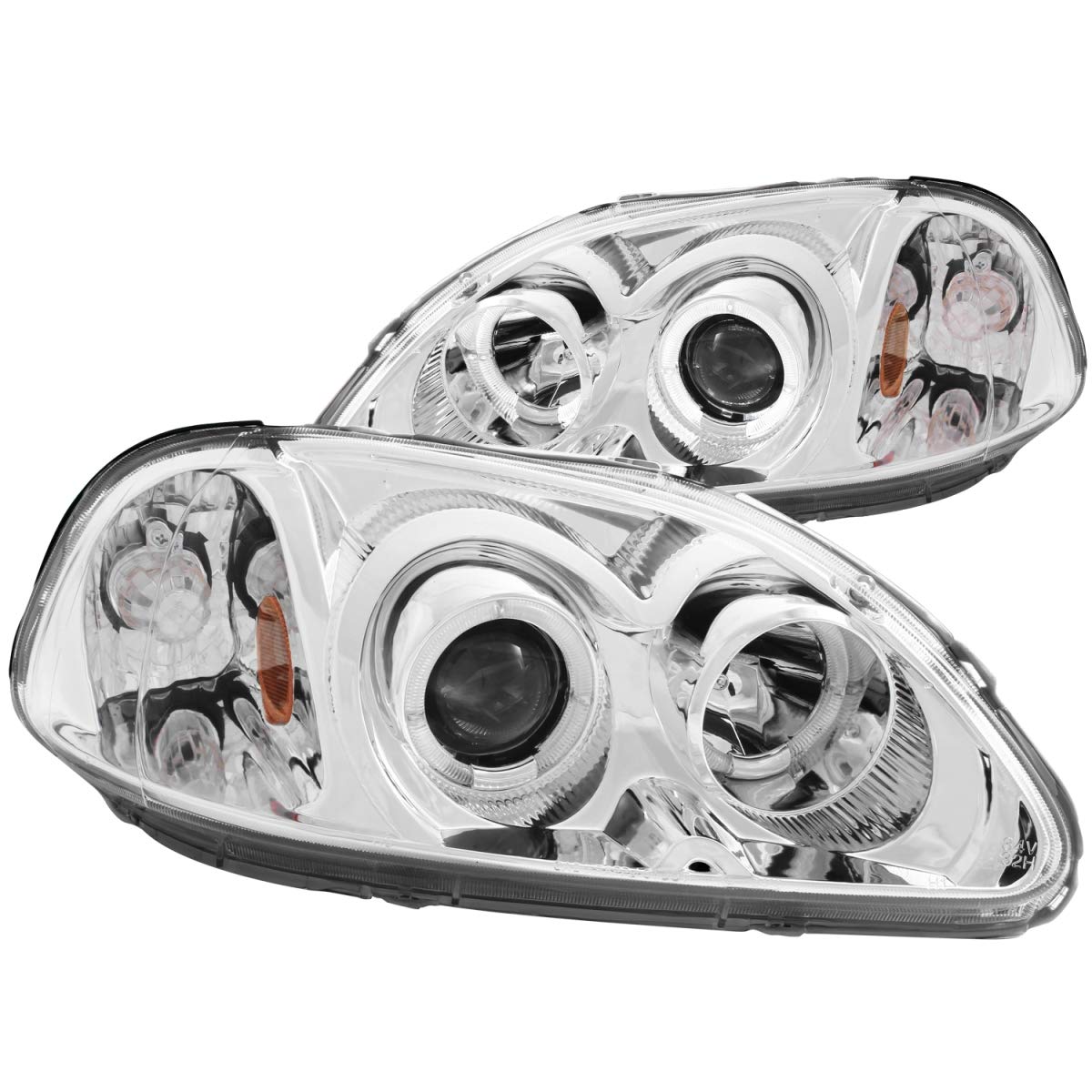 Honda Civic Anzo USA 121069 Projector with Halo Chrome Headlight Assembly - (Sold in Pairs)