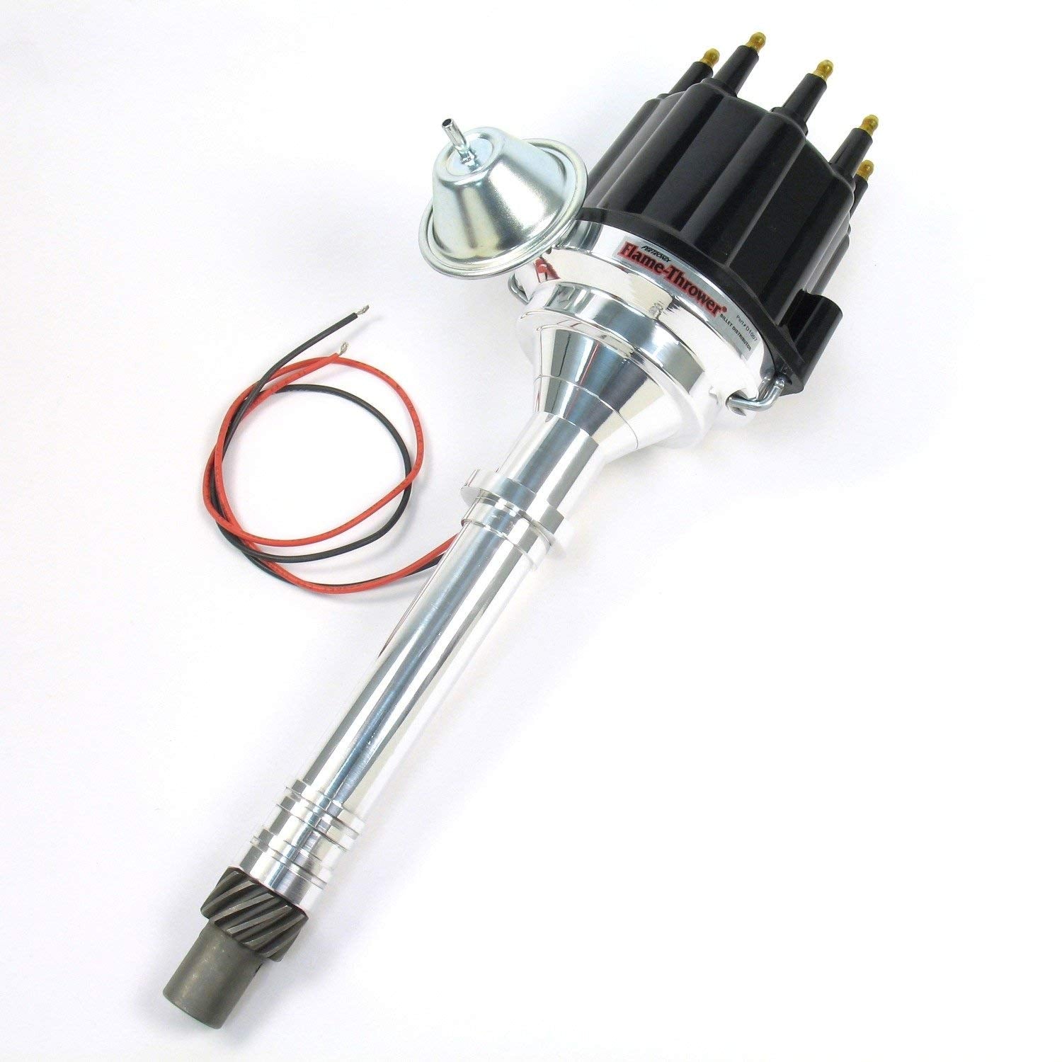 Pertronix D7100710 Flame-Thrower Black Male Cap Vacuum Advance Billet Electronic Distributor with Ignitor III Technology for Chevrolet Small Block/Big Block