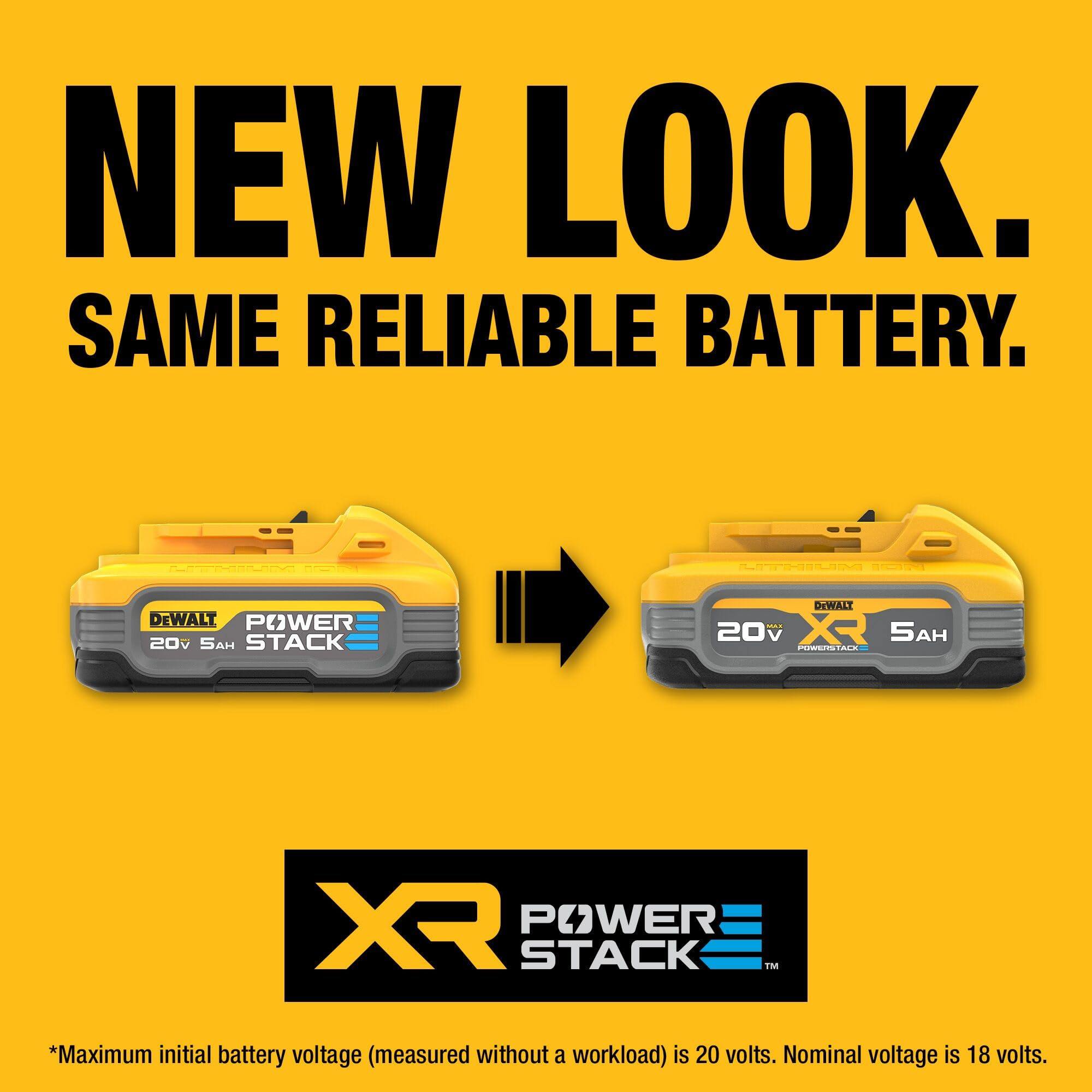 DEWALT POWERSTACK 20V MAX Battery, More Power More Compact, Rechargeable 5Ah Lithium Ion Battery (DCBP520)