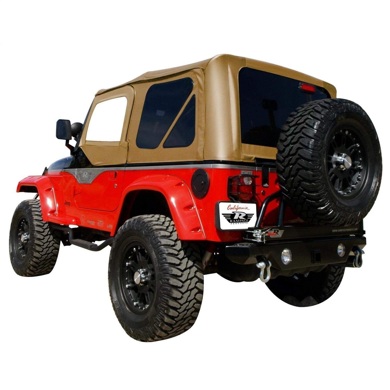 Rampage Premium Replacement Soft Top with Tinted Windows & Door Skins | Sail Cloth, Spice Denim | 912917 | Fits 1997 - 2006 Jeep Wrangler TJ with Door Skins