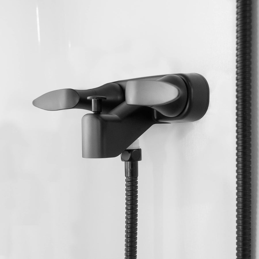Dura Faucet RV Tub, Shower Faucet Valve Diverter DF-SA110LH-MB with Winged Levers (Matte Black)