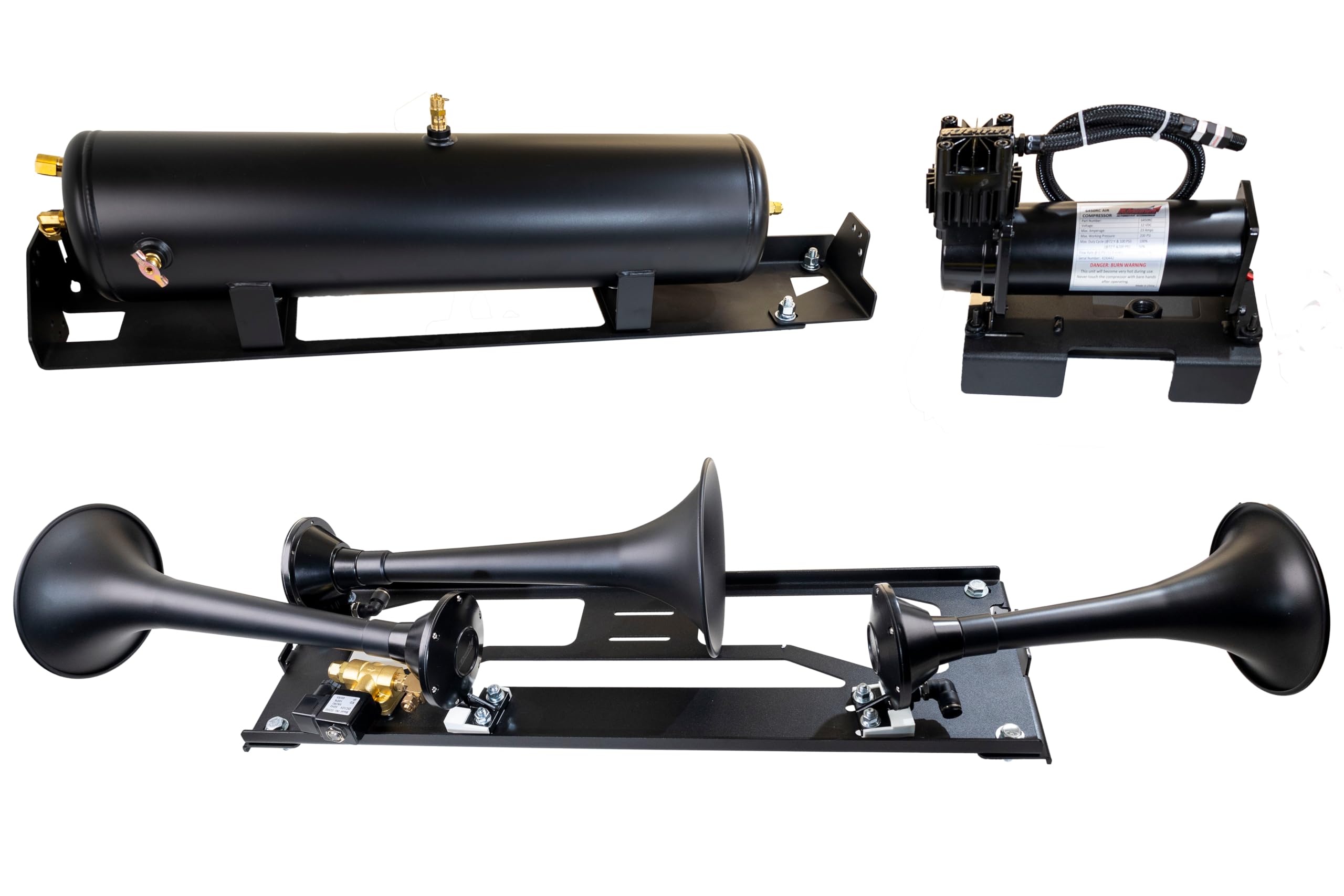 TRAIN HORN DIRECT FIT AND ONBOARD AIR SYSTEMS FOR 2023-2024 FORD SUPER DUTY F-250 / F-350 / F-450 - Totally Bad Ass - Model 730 Train Horn and Onboard Air System