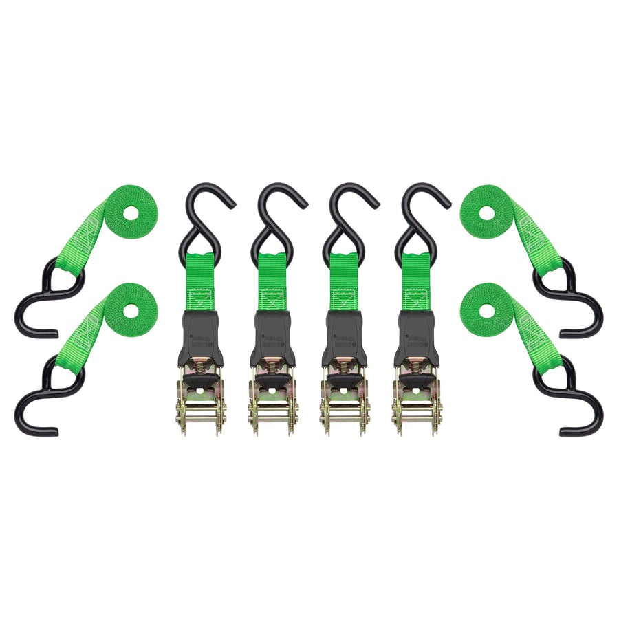 14’ SmartStraps Padded Ratchet Tie Down, 4 Pack — Standard Duty Tie-Down Straps — 1,500lb Break Strength, 500lb Safe Work Load — Haul Dirt Bikes, ATVs, and Mowers