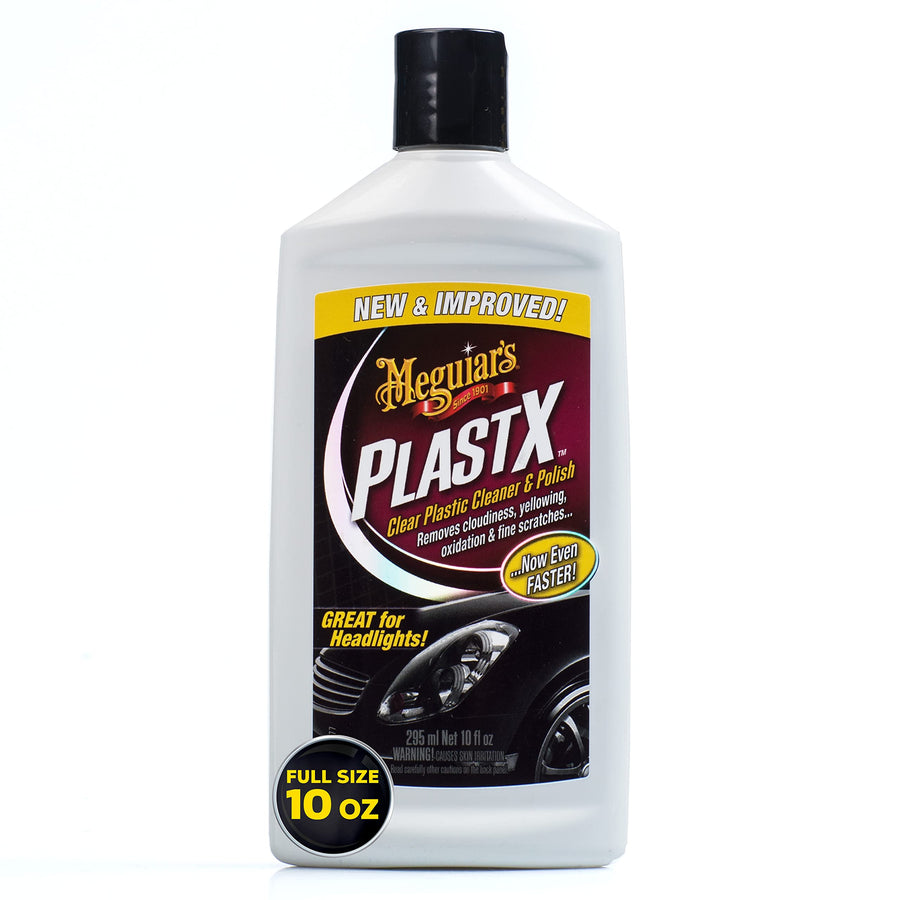 PlastX Meguiar's Clear Plastic Polish, Fast & Easy Clear Plastic Restorer for Headlights, Taillights, Soft Top Windows, and More, Remove Scratches, Cloudiness, Yellowing, and Oxidation, 10 oz.