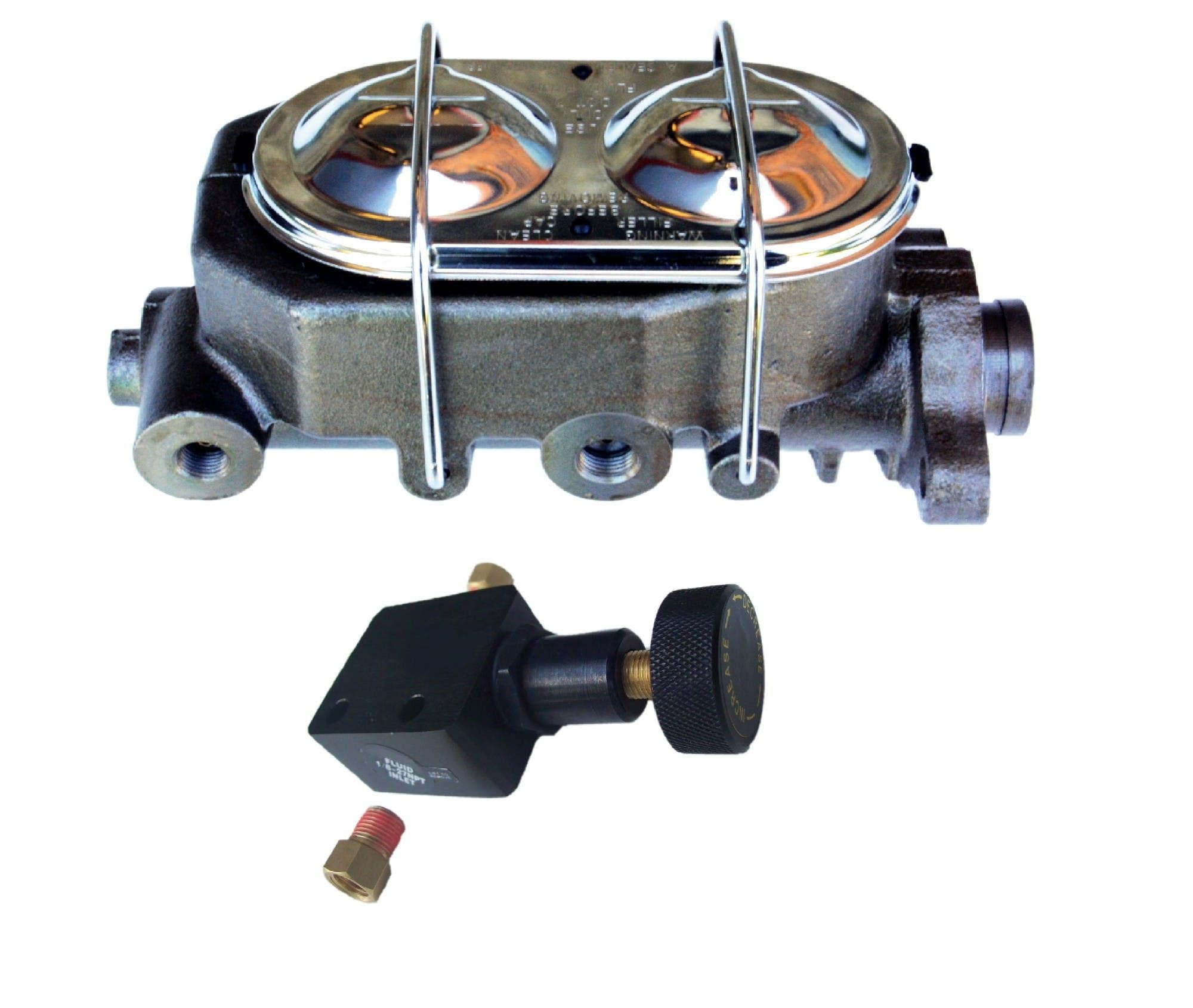 Manual LEED BRAKES Front Disc Brake Conversion Kit Cross Drilled And Slotted With Cast Iron Chrome Top M/C Adjustable Proportioning Valve