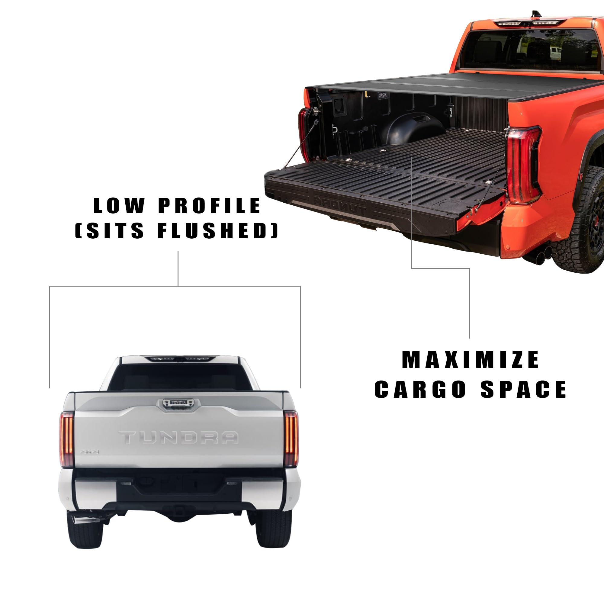 Toyota Tundra Bed Cover Armordillo Low Profile Hard Tri-Fold for 2022 2023 2024 Toyota Tundra 5.5 Ft (66") Short Bed | CoveRex TFX Series | 8723609
