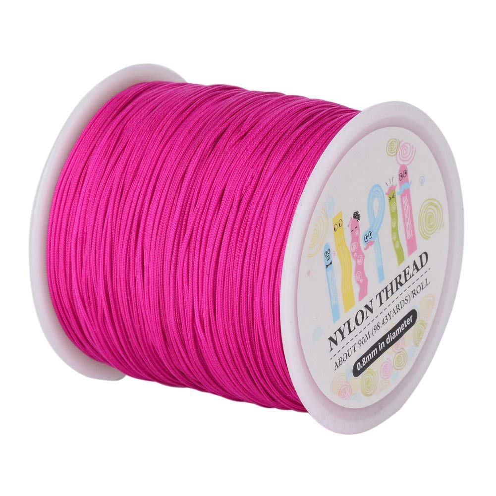 1 Roll JEWELEADER About 98 Yards Braided Nylon Craft Thread Cord 0.8mm Satin Trim Cord Chinese Knotting Beading Cord for DIY Jewellery Making Macrame Kumihimo Shamballa Friendship Bracelets - Camellia