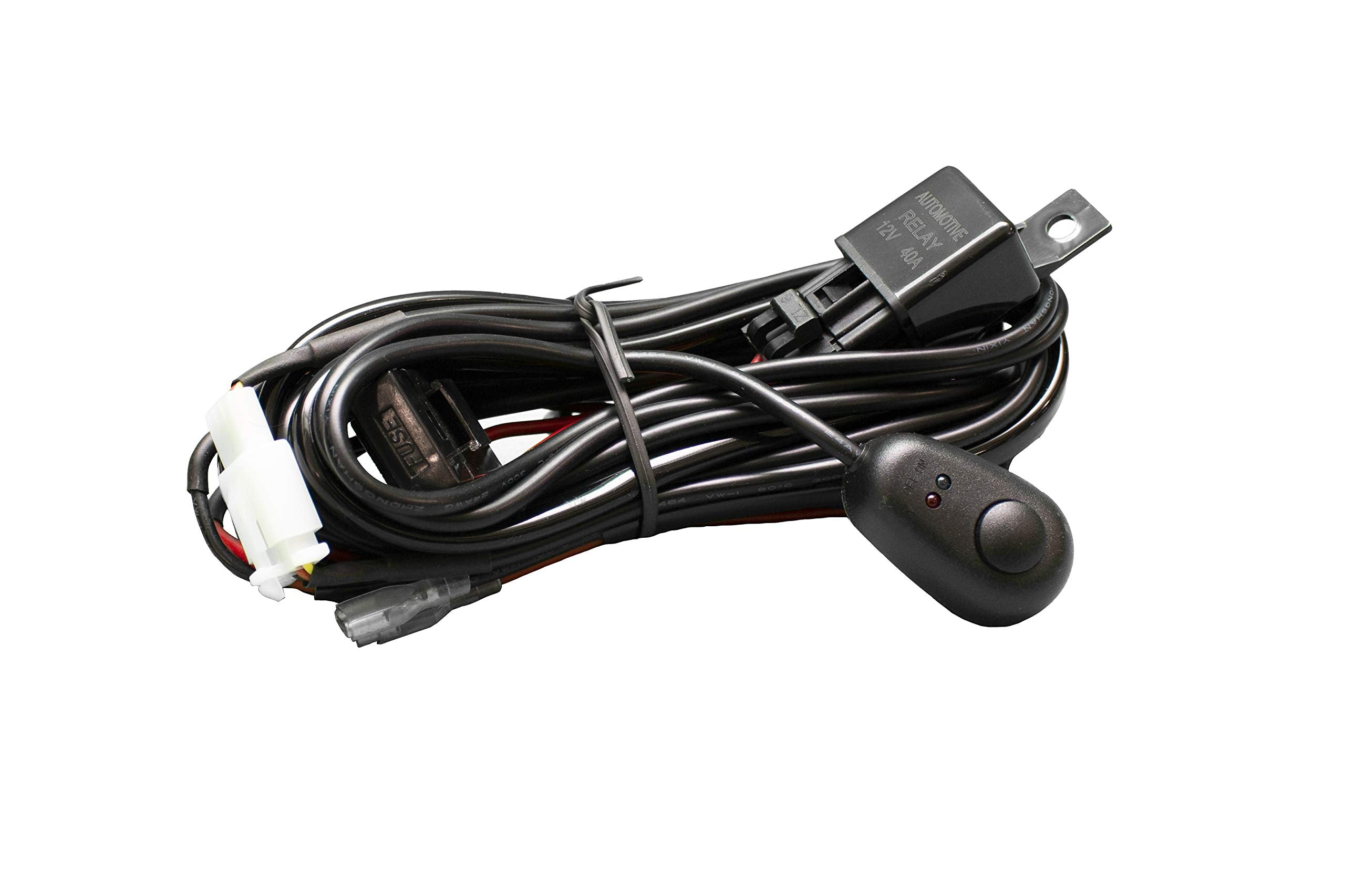 Race Sport Lighting 12-Volt RS2OHC Wire Harness with Switch for Cubes, Spots, and Other Auxiliary Lights