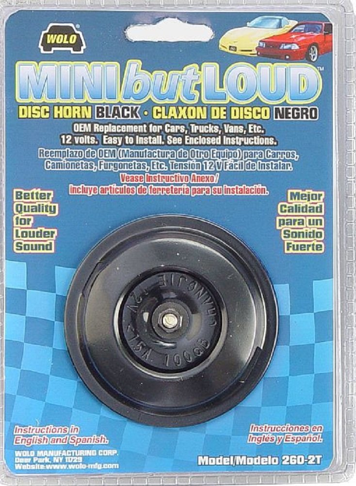 Mini But Loud Wolo (260-2T) Disc Horn - 12 Volt, Black Finish