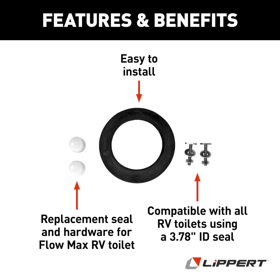 Flow Max™ Lippert Replacement RV Toilet Bottom Gasket & Mounting
