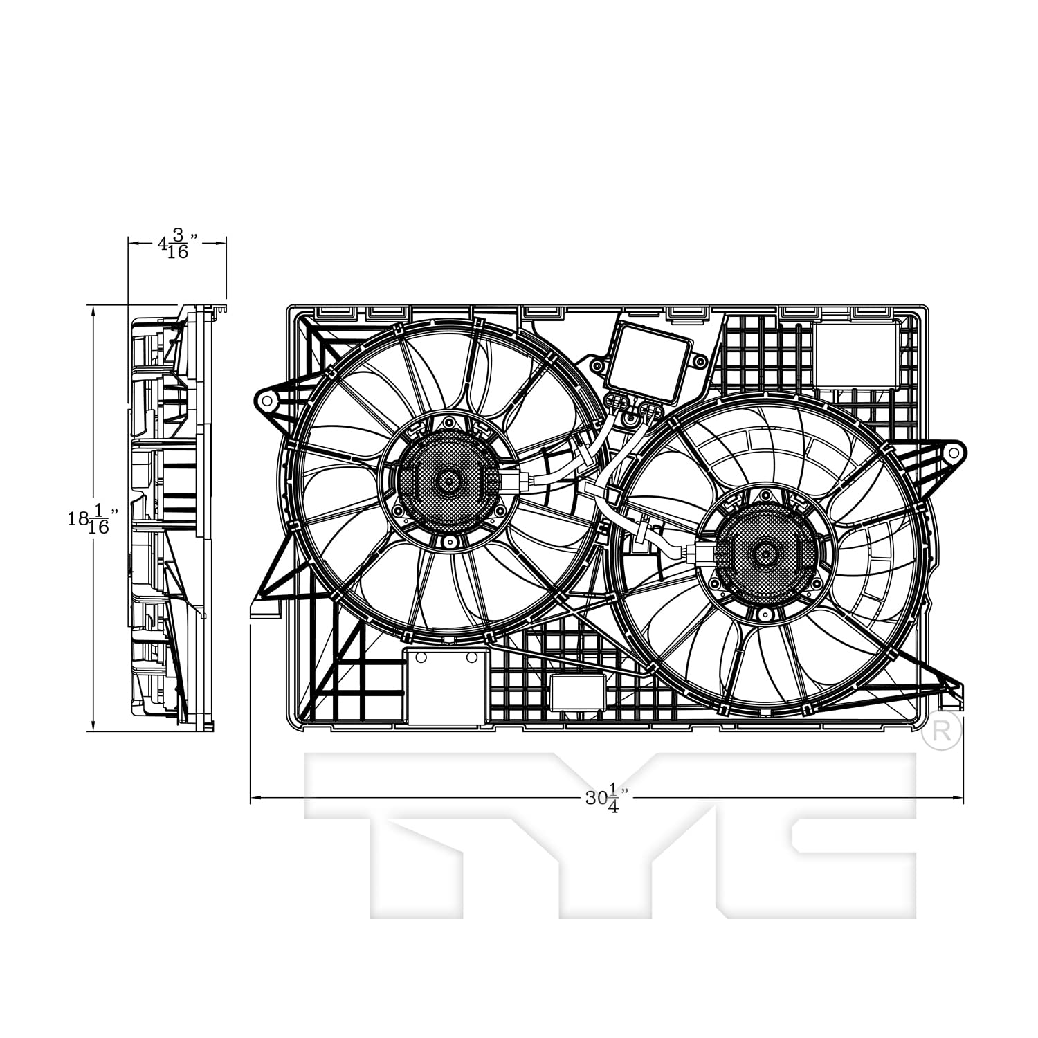 Cooling Fan Assembly TYC 623890 Compatible with 2014-2019 Jeep Cherokee
