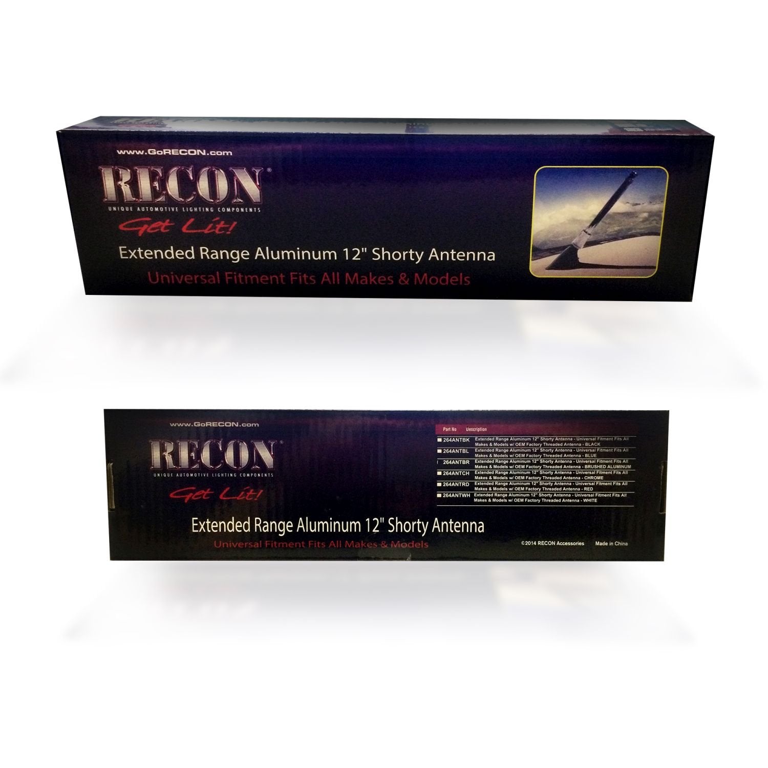 Extended Range RECON 264ANTBL Aluminum 8.5" Short Blue Stereo Antenna