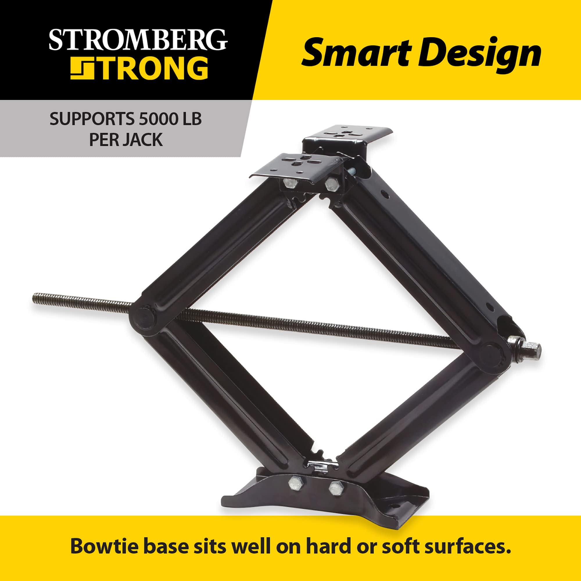 Stromberg Carlson JSC-24-IND Scissor Jack – Heavy Duty RV Stabilizer for Camper, Travel Trailer, Cargo Trailer for Leveling – Camper Stand – 5000 lbs – 1 Pack – 24 Inch