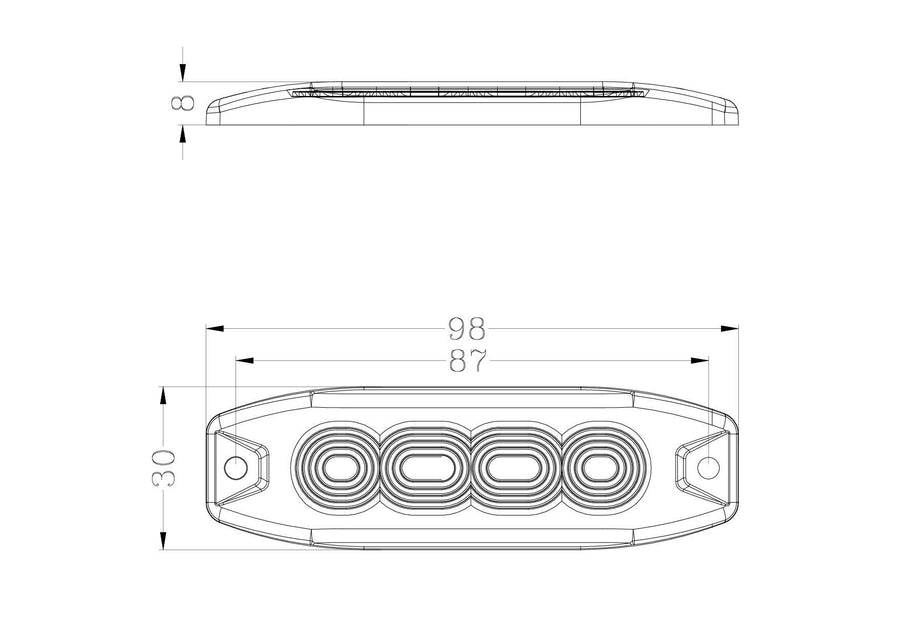 AMBER WHITE Strobe Pro Series 4 LED