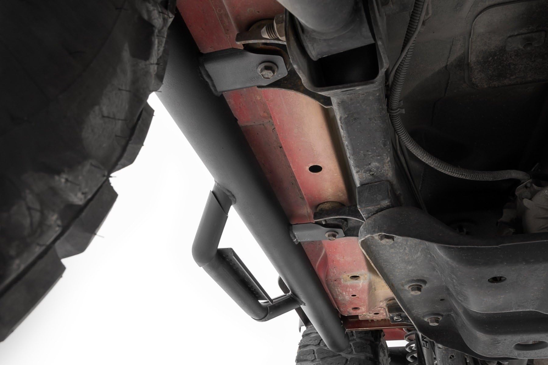 Rough Country Nerf Step Bars for TJ Jeep Wrangler (1997-2006) - Rugged Full Length Nerf Bars with Side Steps, Bolt-On Install