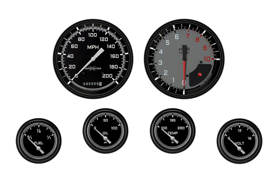 AX251GBLF Classic Instruments Autocross Gray 2 1/8" Short Sweep 6 Gauge Set - GM