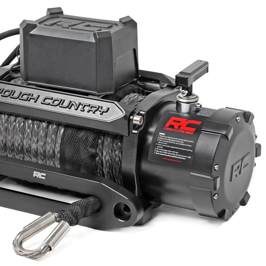 12,000LB Rough Country PRO Series Electric Winch | Synthetic Rope - PRO12000S, Black